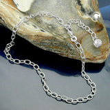 Fußkette Ankerkette 3mm längenvariabel mit Zirkonia in Endkugel Silber 925 25cm
