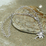 Fußkette 3mm Ankerkette längenvariabel mit Palme Silber 925 25cm