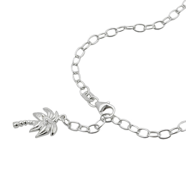 Fußkette 3mm Ankerkette längenvariabel mit Palme Silber 925 25cm