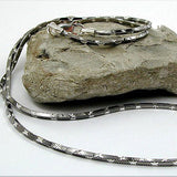 Kette 1,3mm Schlangenkette vierkantig oxydiert diamantiert Silber 925 40cm