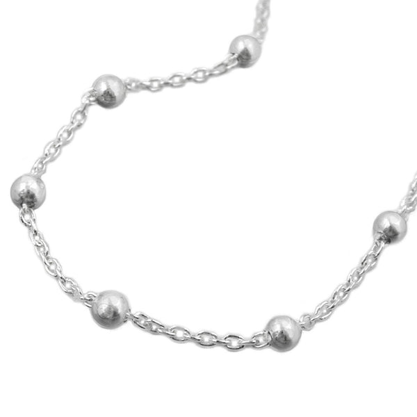 Kette 1,3mm Ankerkette mit 25 Kugeln Silber 925