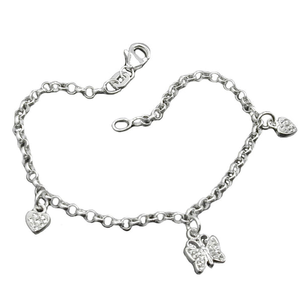 Armband, Herz/Schmetterling, Silber 925