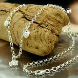 Kette 2,6mm Erbskette mit Herz und Schmetterling Silber 925 38cm