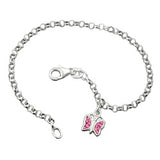 Armband 2,6mm Erbskette Schmetterling Glasstein pink Silber 925 16cm