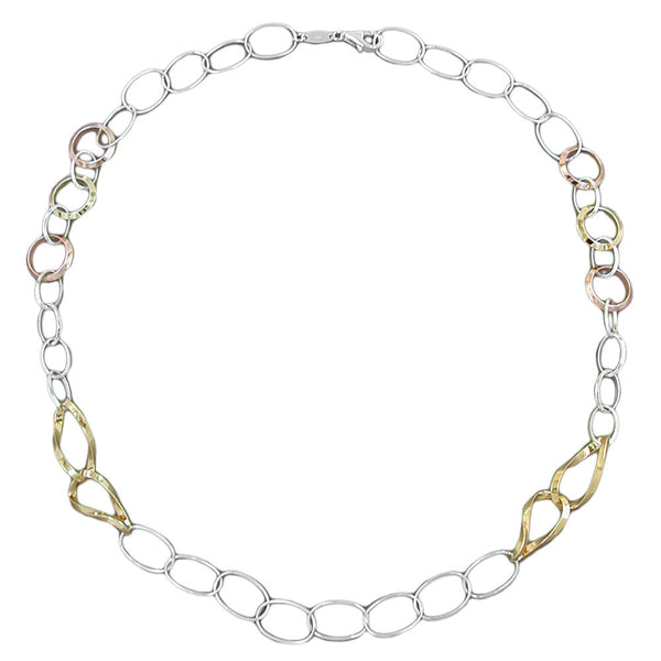 Kette, Ringe 3-farbig, Silber 925