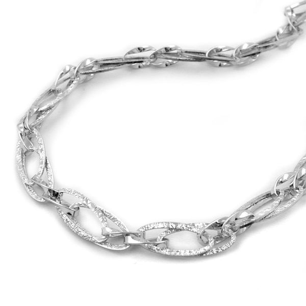 Kette 7mm Fantasiemuster ovale Ringe rhodiniert Silber 925 43cm