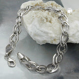 Armband 8,7mm Fantasiemuster rhodiniert Silber 925 19cm