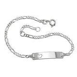 Schildarmband für Kinder 2,3mm Figarokette Gravurplatte 25x5mm mit Herz Silber 925 16cm