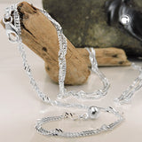 Bauchkette 2mmSingapur diamantiert Silber 925 100cm