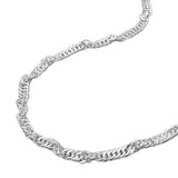 Bauchkette 2mm Singapur diamantiert Silber 925 90cm