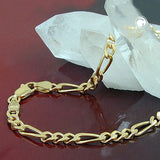 Armband 4mm Figaromuster 4x diamantiert vergoldet AMD 19cm