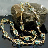 Kette, Fantasie, Glasperlen aqua, AMD