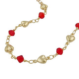 Armband 5mm Fantasie Herz und Glasperle rot AMD 19cm