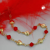Armband 5mm Fantasie Herz und Glasperle rot AMD 19cm