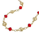 Armband 5mm Fantasie Herz und Glasperle rot AMD 19cm