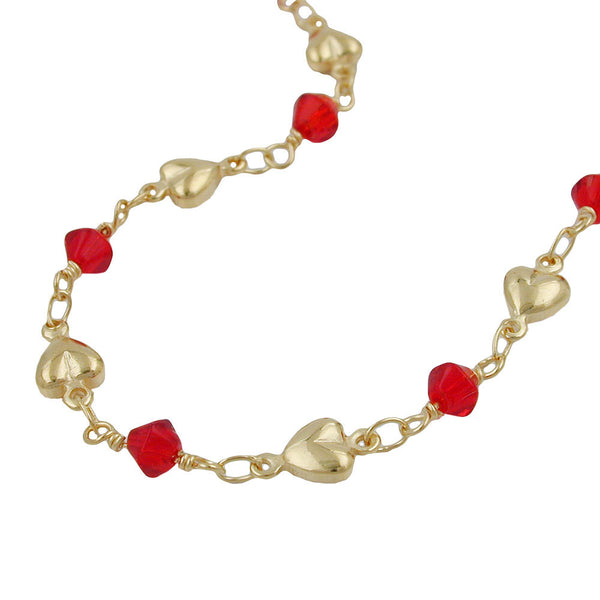Armband 5mm Fantasie Herz und Glasperle rot AMD 19cm