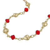 Kette 5mm Fantasie Herz und Glasperle rot AMD 42cm