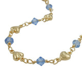 Kette Fantasie Herz und Glasperlen hellblau AMD 45cm