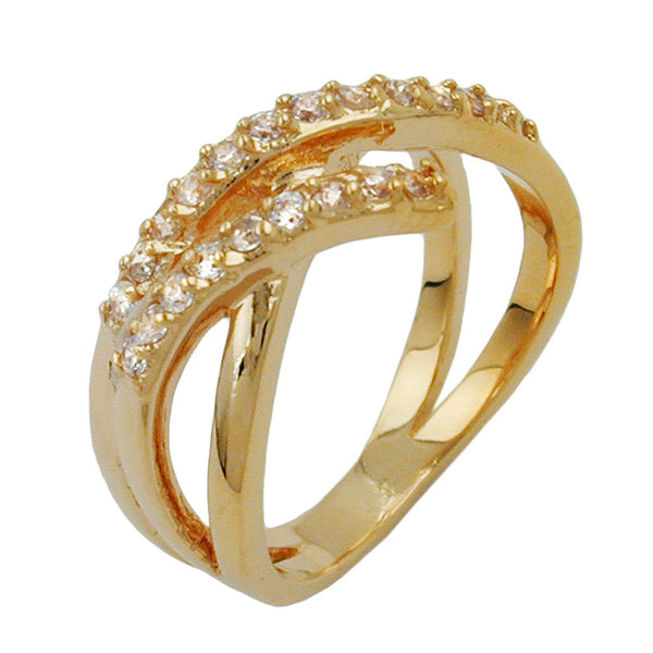 Ring mit weißen Zirkonias mit 3 Mikron vergoldet Ringgröße 58
