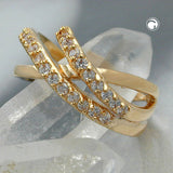 Ring, Zirkonia, vergoldet 3 Mikron