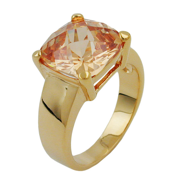 Ring 12mm Zirkonia topasfarben 3 Mikron vergoldet Ringgröße 60