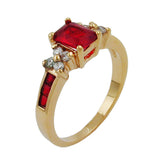 Ring mit roten und weißen Zirkonias 3 Mikron vergoldet Ringgröße 62