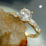 Ring, Zirkonia, vergoldet 3 Mikron