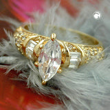 Ring, Zirkonia, vergoldet 3 Mikron
