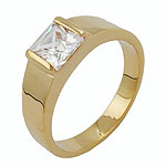 Ring mit weißem Zirkonia 3 Mikron vergoldet Ringgröße 56