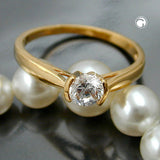 Ring, Zirkonia, gold-plattiert 3 Mikron