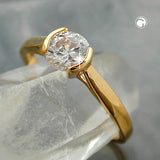 Ring, Zirkonia, gold-plattiert 3 Mikron
