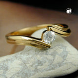 Ring, Zirkonia, gold-plattiert 3 Mikron