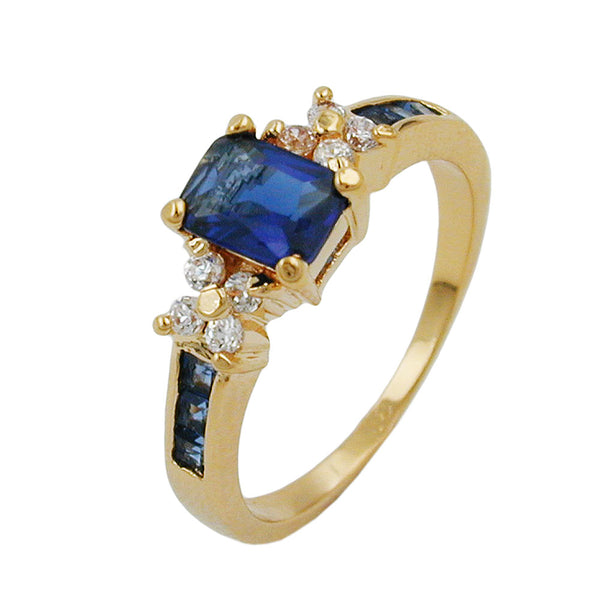 Ring, Zirkonia, gold-plattiert 3 Mikron