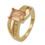 Ring, Zirkonia, gold-plattiert 3 Mikron