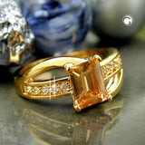 Ring, Zirkonia, gold-plattiert 3 Mikron
