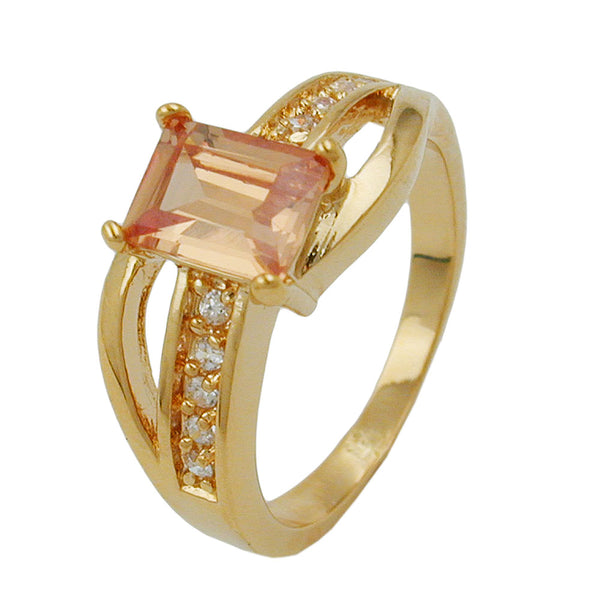 Ring, Zirkonia, gold-plattiert 3 Mikron