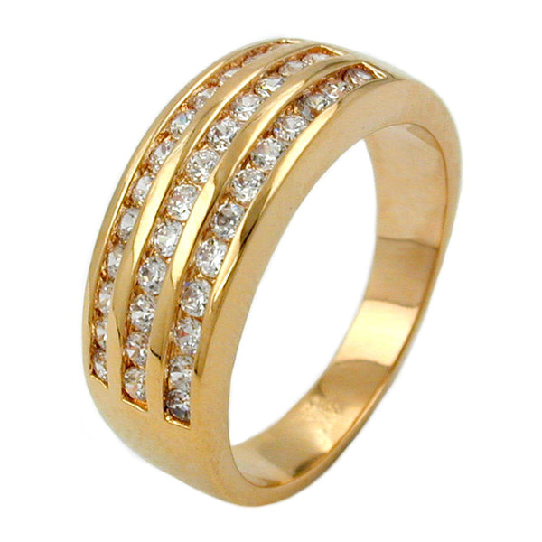 Ring, Zirkonia, gold-plattiert 3 Mikron