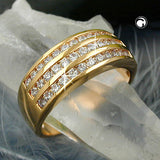 Ring, Zirkonia, gold-plattiert 3 Mikron