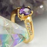 Ring, Zirkonia, gold-plattiert 3 Micron