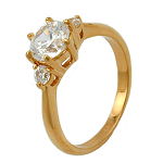 Ring mit 3x weißen runden Zirkonias 3 Mikron vergoldet Ringgröße 58