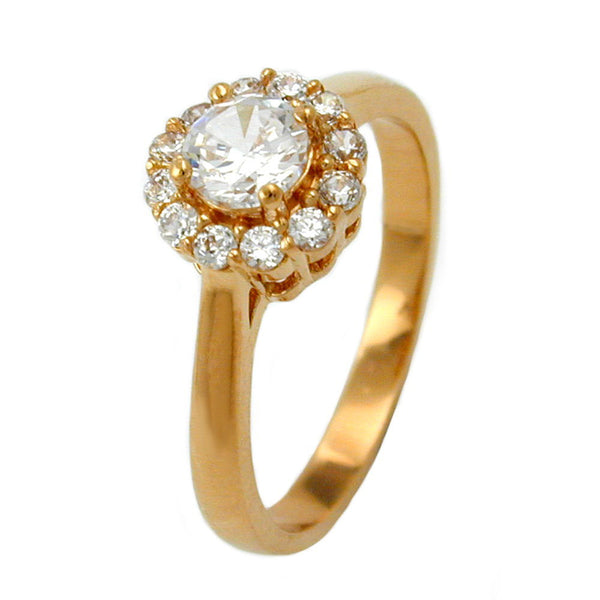 Ring, Zirkonias, gold-plattiert 3 Micron