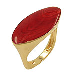 Ring, rot-marmor, gold-plattiert