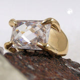 Ring mit 14x10mm großem Zirkonia 3 Mikron vergoldet Ringgröße 62