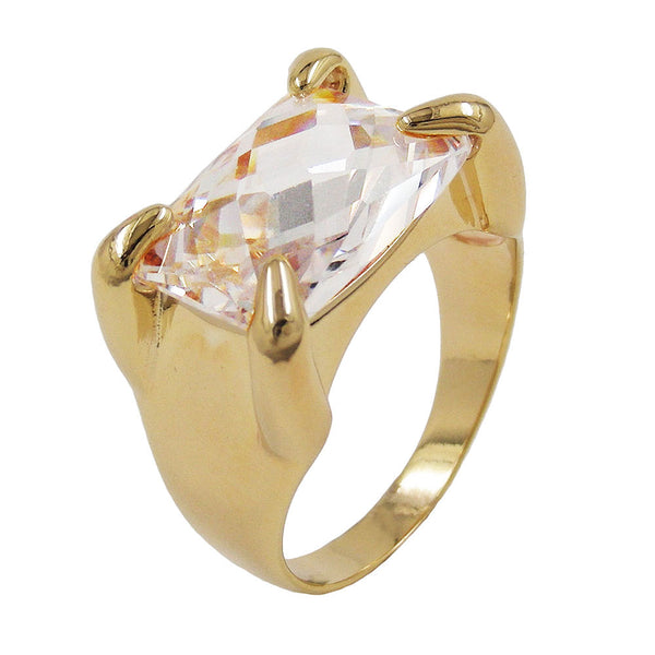 Ring mit 14x10mm großem Zirkonia 3 Mikron vergoldet Ringgröße 62