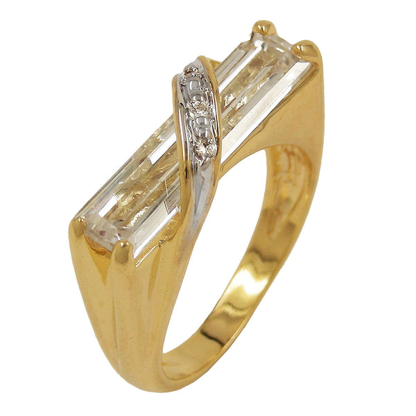 Ring mit 21x7mm großem Zirkonia 3 Mikron vergoldet Ringgröße 60