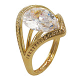 Ring mit 10x18mm großem Zirkonia in Tropfenform 3 Mikron vergoldet Ringgröße 60