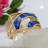 Ring, blau-marmor gold-plattiert