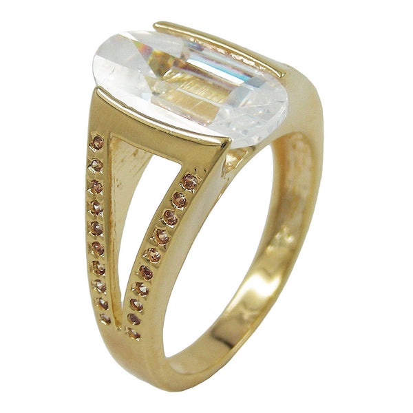 Ring 14x8mm Zirkonia weiß 3 Mikron vergoldet Ringgröße 56