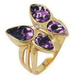 Ring 18x20mm Schmetterling lila farbig lackiert 3 Mikron vergoldet Ringgröße 58