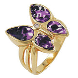 Ring 18x20mm Schmetterling lila farbig lackiert 3 Mikron vergoldet Ringgröße 64